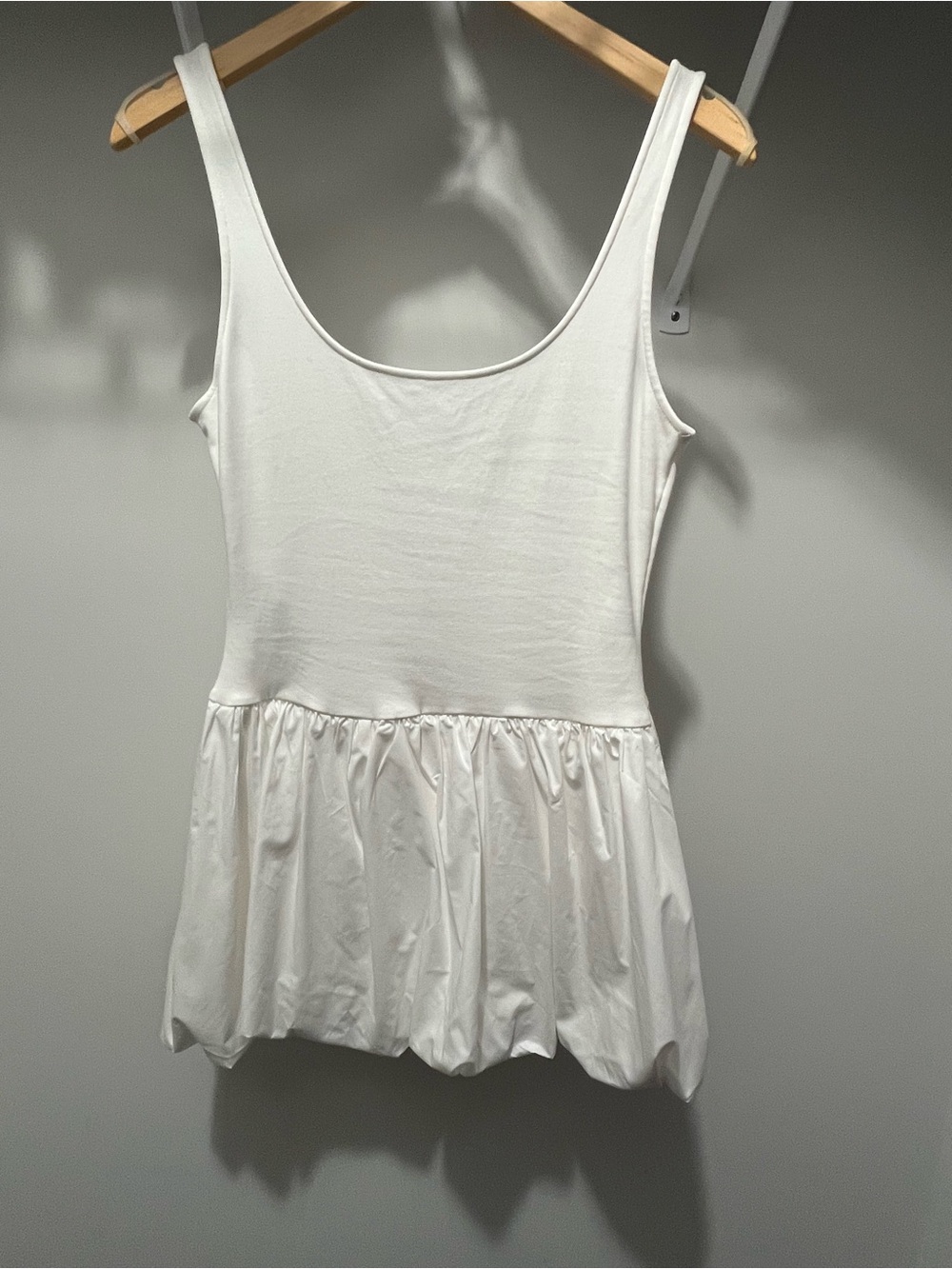 Mango White Scoop Neck Bubble Dresd